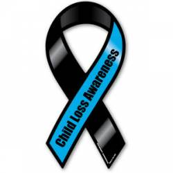 Child Loss Awareness Black and Blue Boy - Mini Ribbon Magnet