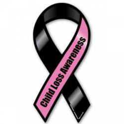 Child Loss Awareness Black and Pink Girl - Mini Ribbon Magnet