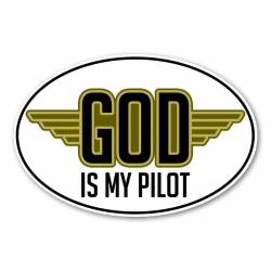 God Is My Pilot With Wings - Oval Magnet
