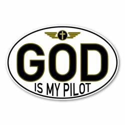 God Is My Pilot - Oval Magnet