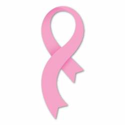 Wavy Plain Pink Breast Cancer Awareness - Ribbon Magnet