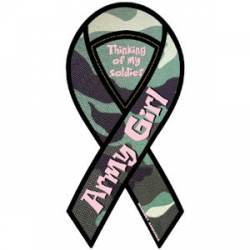 Green Camo Army Girl - Ribbon Magnet