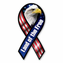 Land Of The Free With Bald Eagle - Ribbon Magnet