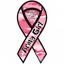 Pink Camo Army Girl - Ribbon Magnet