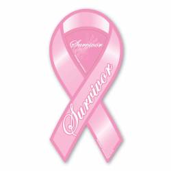 Pink Survivor Breast Cancer Awareness - Ribbon Magnet