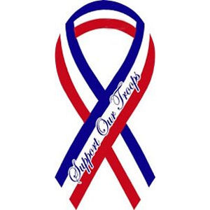 RWB Support our Troops Mini Ribbon Magnet