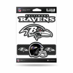 Baltimore Ravens - Sheet Of 3 Carbon Fiber Triple Spirit Stickers