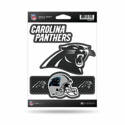Carolina Panthers - Sheet Of 3 Carbon Fiber Triple Spirit Stickers