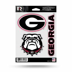 University Of Georgia Bulldogs - Sheet Of 3 Triple Spirit Stickers