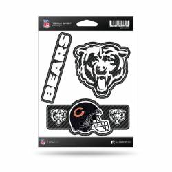 Chicago Bears - Sheet Of 3 Carbon Fiber Triple Spirit Stickers