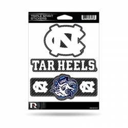 University Of North Carolina Tar Heels - Sheet Of 3 Carbon Fiber Triple Spirit Stickers