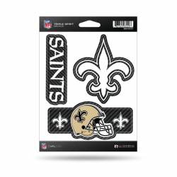 New Orleans Saints - Sheet Of 3 Carbon Fiber Triple Spirit Stickers
