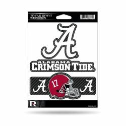 University of Alabama Crimson Tide - Sheet Of 3 Carbon Fiber Triple Spirit Stickers