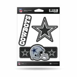 Dallas Cowboys - Sheet Of 3 Carbon Fiber Triple Spirit Stickers