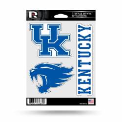 University Of Kentucky Wildcats - Sheet Of 3 Triple Spirit Stickers