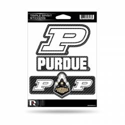 Purdue University Boilermakers - Sheet Of 3 Carbon Fiber Triple Spirit Stickers