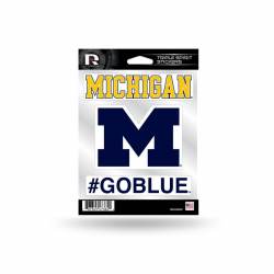 University Of Michigan Wolverines #GOBLUE - Sheet Of 3 Triple Spirit Stickers