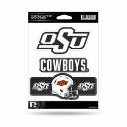 Oklahoma State University Cowboys - Sheet Of 3 Carbon Fiber Triple Spirit Stickers