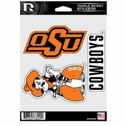 Oklahoma State University Cowboys - Sheet Of 3 Triple Spirit Stickers