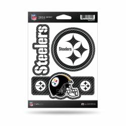 Pittsburgh Steelers - Sheet Of 3 Carbon Fiber Triple Spirit Stickers