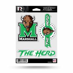 Marshall University Thundering Herd - Sheet Of 3 Triple Spirit Stickers
