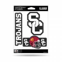 University Of Southern California USC Trojans - Sheet Of 3 Carbon Fiber Triple Spirit Stickers