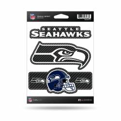 Seattle Seahawks - Sheet Of 3 Carbon Fiber Triple Spirit Stickers