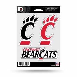University Of Cincinnati Bearcats - Sheet Of 3 Triple Spirit Stickers