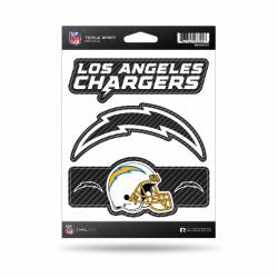 Los Angeles Chargers - Sheet Of 3 Carbon Fiber Triple Spirit Stickers