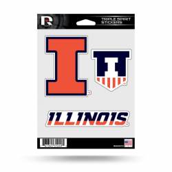 University Of Illinois Fighting Illini - Sheet Of 3 Triple Spirit Stickers