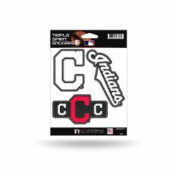 Cleveland Indians - Sheet Of 3 Carbon Fiber Triple Spirit Stickers