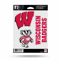 University Of Wisconsin Badgers - Sheet Of 3 Triple Spirit Stickers