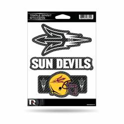 Arizona State University Sun Devils - Sheet Of 3 Carbon Fiber Triple Spirit Stickers
