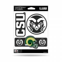 Colorado State University Rams - Sheet Of 3 Carbon Fiber Triple Spirit Stickers