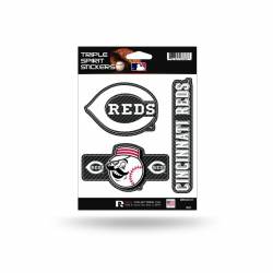 Cincinnati Reds - Sheet Of 3 Carbon Fiber Triple Spirit Stickers