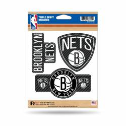Brooklyn Nets - Sheet Of 3 Carbon Fiber Triple Spirit Stickers