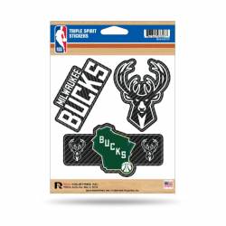 Milwaukee Bucks - Sheet Of 3 Carbon Fiber Triple Spirit Stickers