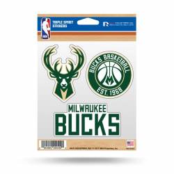 Milwaukee Bucks - Sheet Of 3 Triple Spirit Stickers