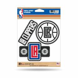 Los Angeles Clippers - Sheet Of 3 Carbon Fiber Triple Spirit Stickers