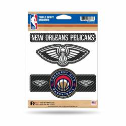 New Orleans Pelicans - Sheet Of 3 Carbon Fiber Triple Spirit Stickers
