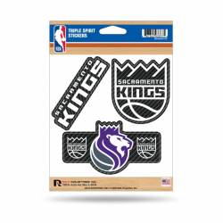 Sacramento Kings - Sheet Of 3 Carbon Fiber Triple Spirit Stickers