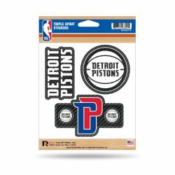Detroit Pistons - Sheet Of 3 Carbon Fiber Triple Spirit Stickers