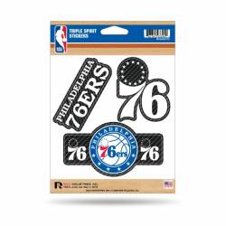 Philadelphia 76ers - Sheet Of 3 Carbon Fiber Triple Spirit Stickers