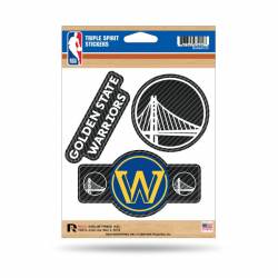 Golden State Warriors - Sheet Of 3 Carbon Fiber Triple Spirit Stickers