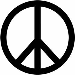 Black Peace Sign On White Background - Sticker
