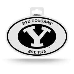 Brigham Young University BYU Cougars Est. 1875 - Black & White Oval Sticker