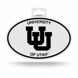 University Of Utah Utes Retro Vault Interlocking - Black & White Oval Sticker