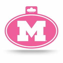 University Of Michigan Wolverines Pink - Full Color Oval Sticker