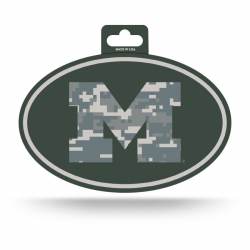 University Of Michigan Wolverines Patriotic Camouflage - Full Color Oval Sticker