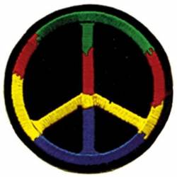 Rainbow Peace Sign - Embroidered Iron-On Patch